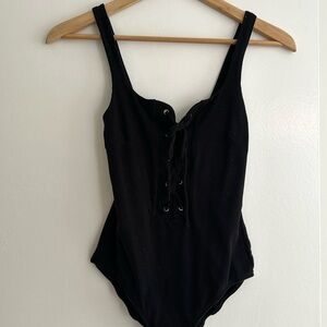 Black lace up lulus bodysuit size small
